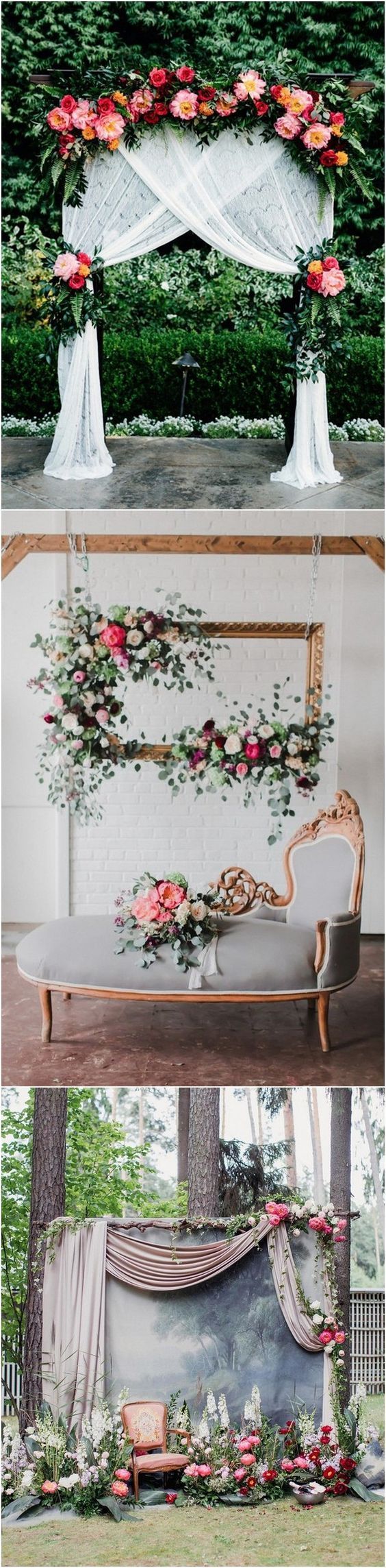 chic vintage wedding backdrop ideas with floral