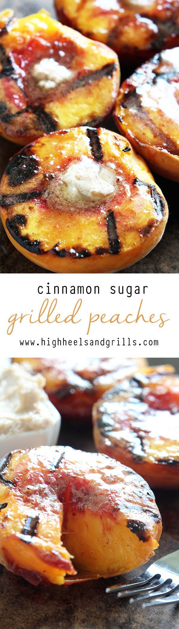 Cinnamon Sugar Grilled Peaches are a yummy dessert that can be made quick! They are topped with a cinnamon sugar butter and taste