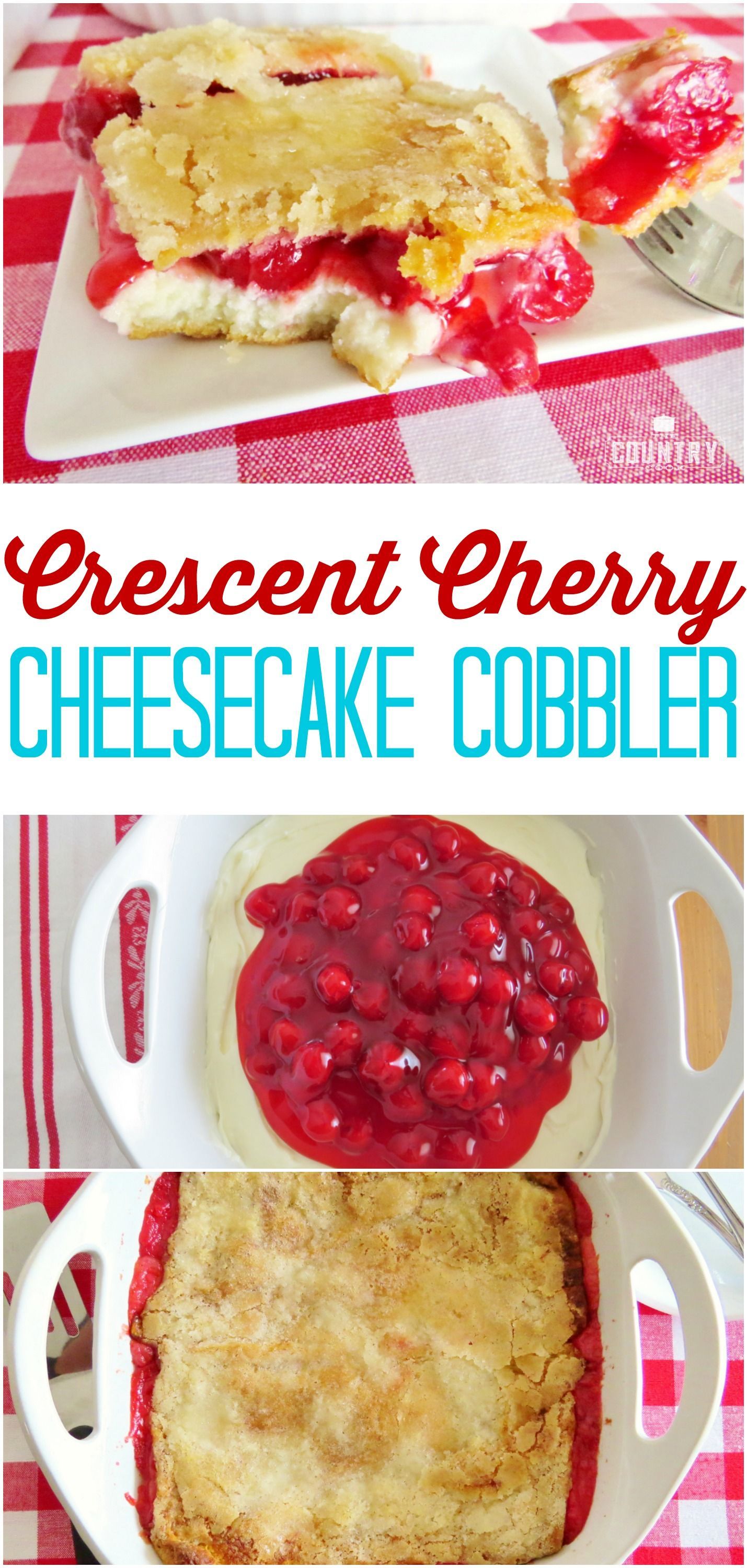 Crescent Cherry Cheesecake Cobbler recipe from The Country Cook