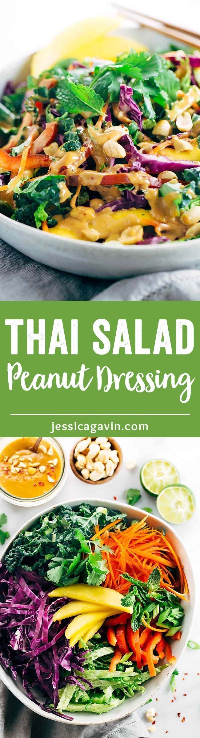 Crunchy Thai Salad Recipe with Creamy Peanut Dressing – Each bite is packs a powerhouse of fresh superfoods all in one