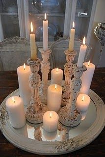 DIY Dreamy Candle Centerpiece. There is a reason I always liked tables/furniture with a mirror on it!