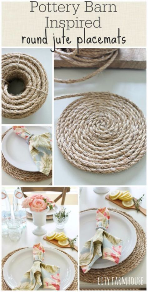 DIY Farmhouse Style Decor Ideas for the Kitchen – Pottery Barn Inspired Round Jute Placemats – Rustic Farm House Ideas for