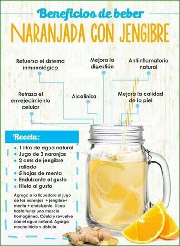 El jugo de naranja con jengibre es otra gran opción a la hora de reforzar la salud dado el potencial de sus ingredientes, que