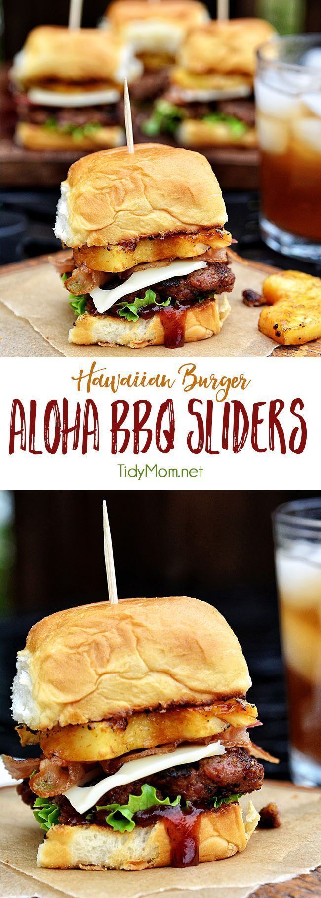 Fire up the grill for this Hawaiian burger recipe. Aloha BBQ Sliders are flavored with BBQ sauce, served on sweet rolls with