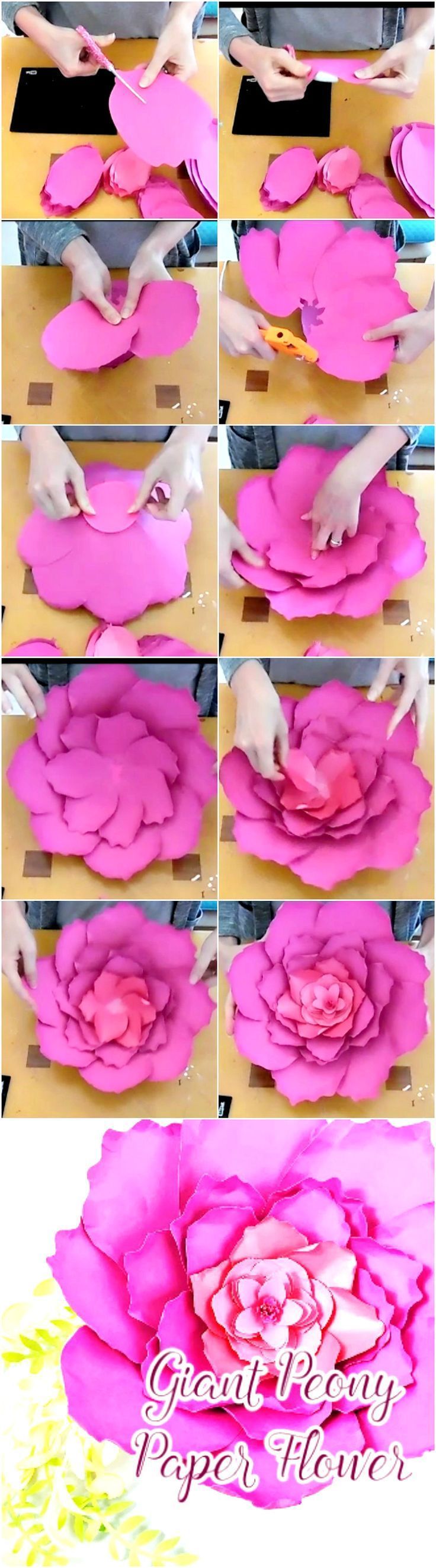 Giant peony, paper flower templates and tutorials. Paper flower patterns. DIY…