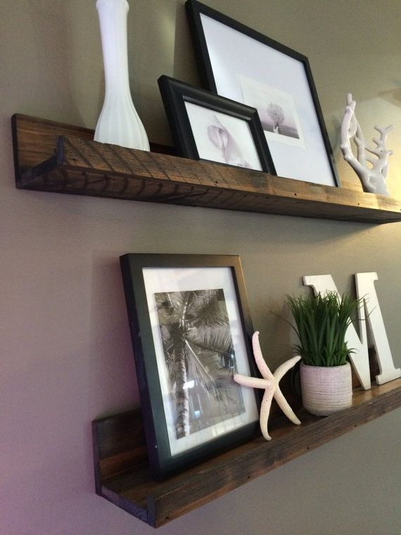 Hanging in my living room – love the rustic look!  Shelf, Rustic Wooden Picture Ledge shelf