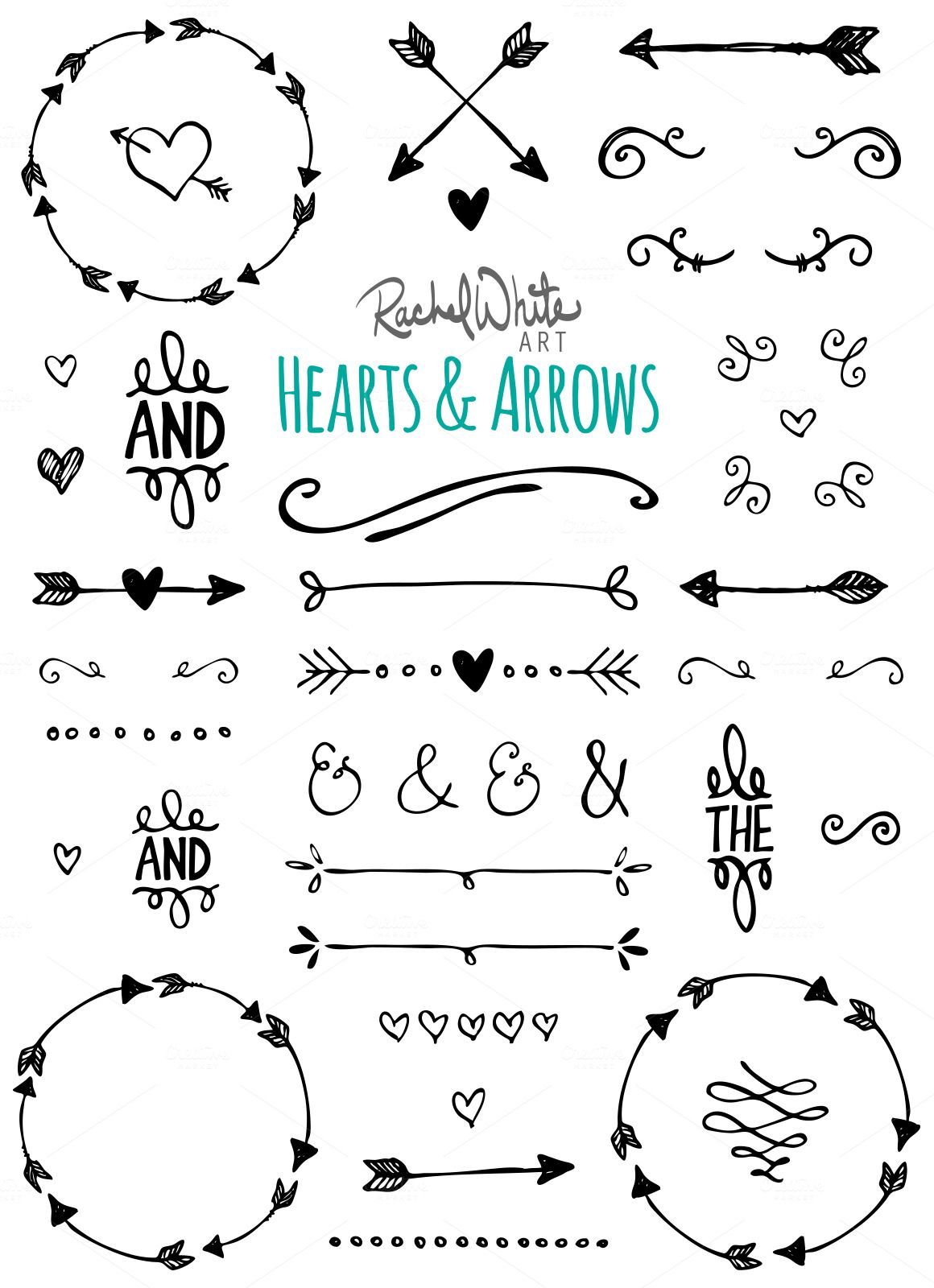 Hearts & Arrows – Vector & PNG Illustrations by Rachel White Art on Etsy