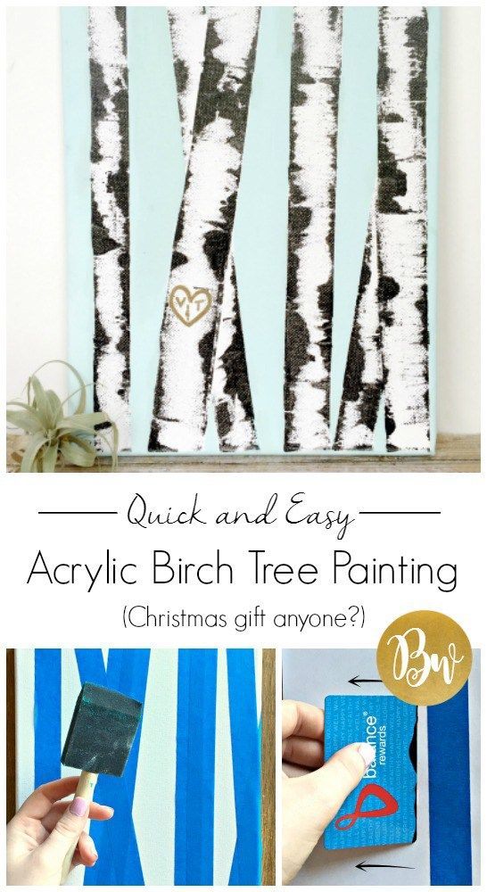 How to make an easy DIY acrylic birch tree canvas painting! Perfect handmade Christmas gift.