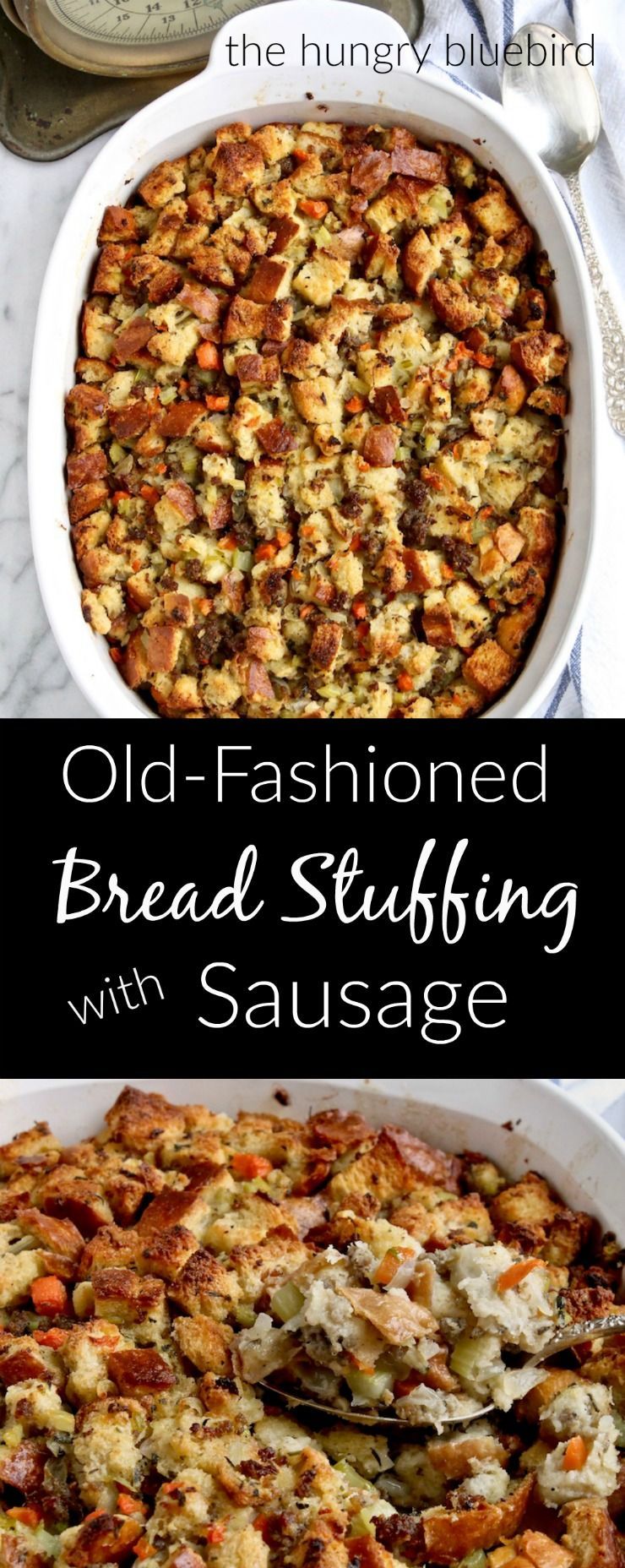 http://tipsalud.com Old-Fashioned Bread Stuffing with Sausage ~ traditional dressing for Thanksgiving