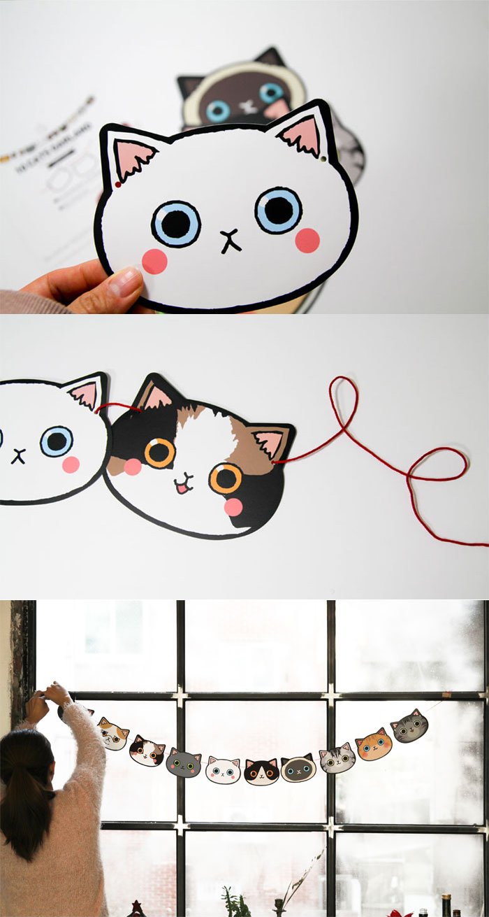 Insanely cute on the front and even cuter from the back! Decorate your place with this adorable kitty garland.