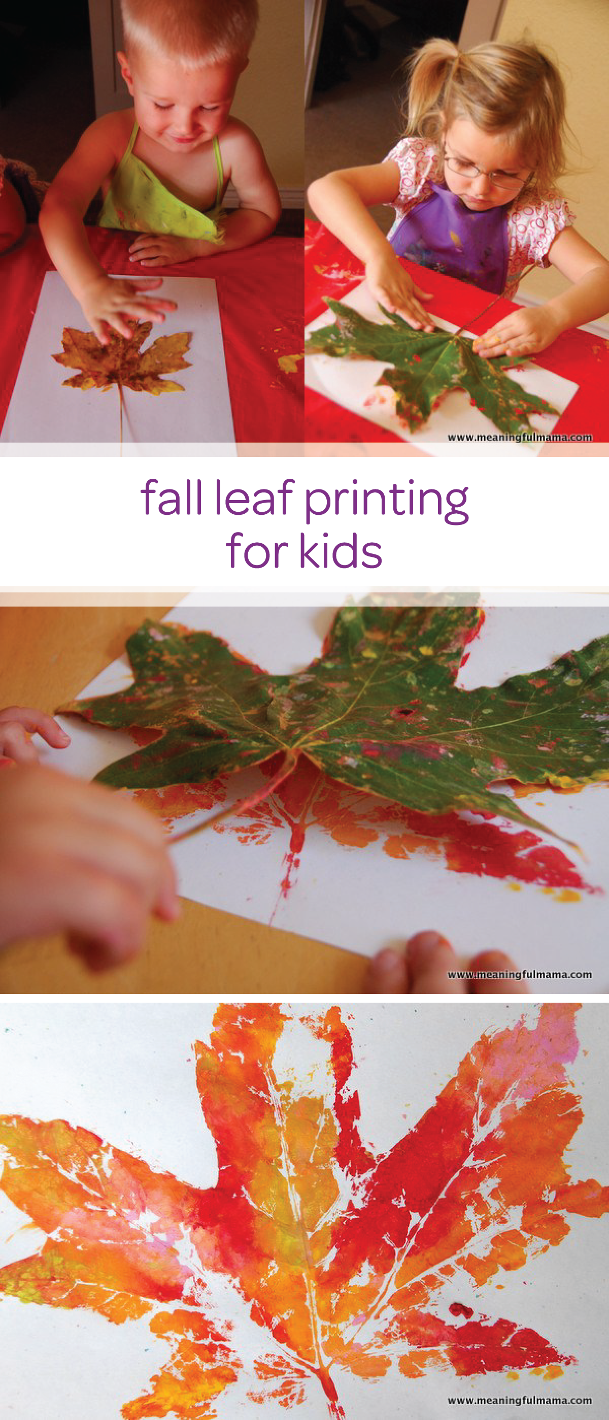 Let your little one enjoy an afternoon of painting and making a mess with child-safe paint and create this fall leaf printing