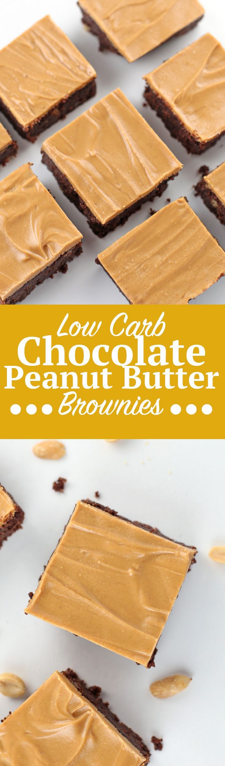 Low Carb Chocolate Peanut Butter Brownies. Low-sugar, low-carb, gluten-free and keto-friendly Chocolate Peanut Butter Brownie
