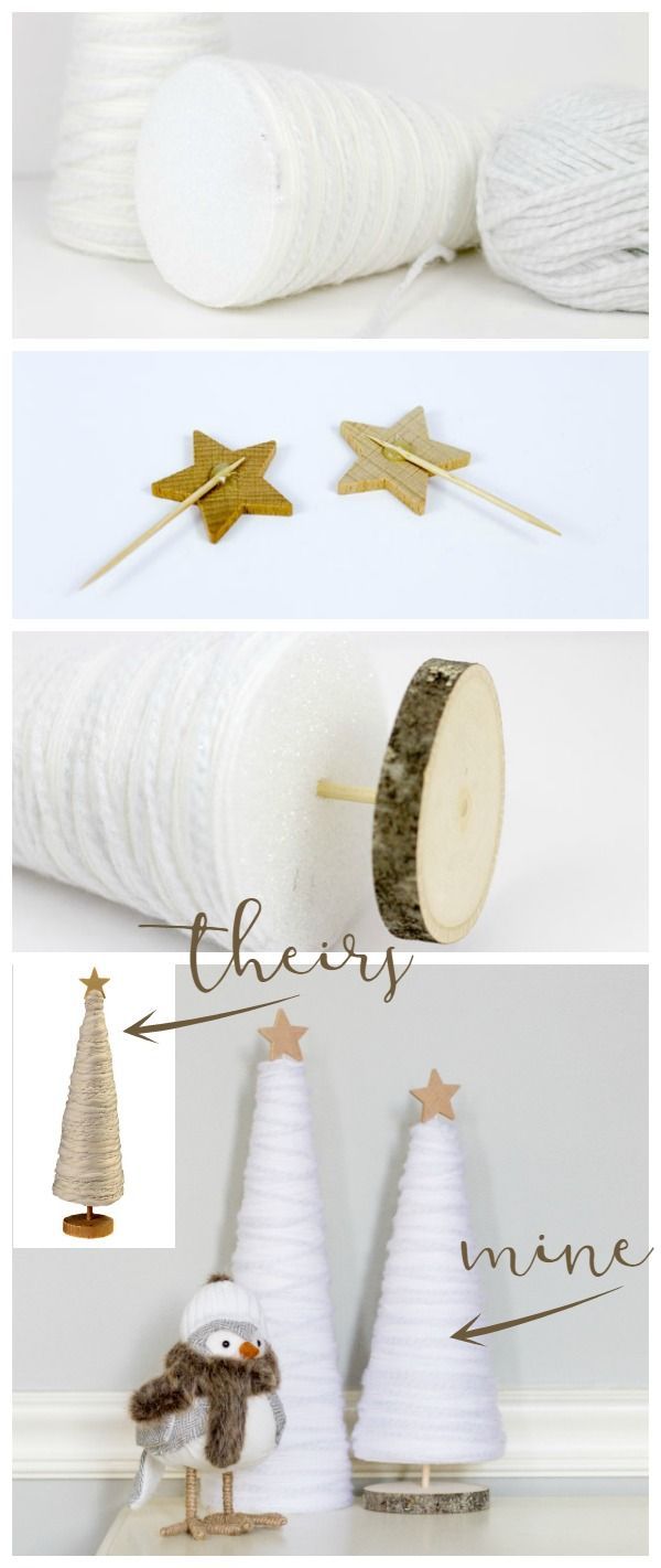 Make these easy and affordable DIY winter yarn trees to spruce up your winter decor! A great knock off idea to get the look for