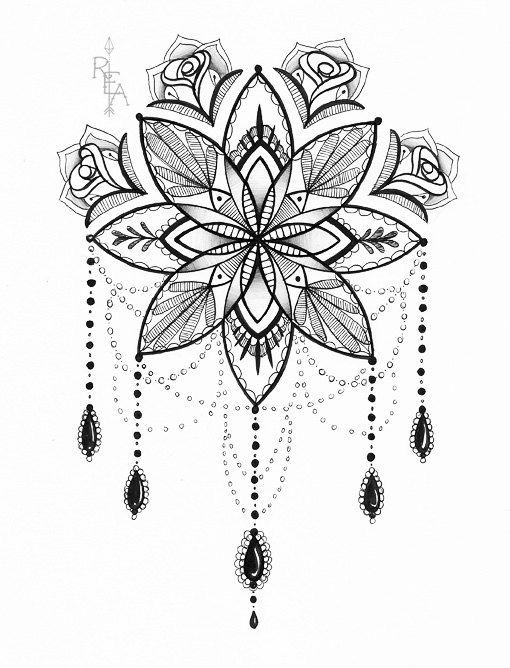 Mandala-Illustration Tattoo Art Stift und von RobinElizabethArt
