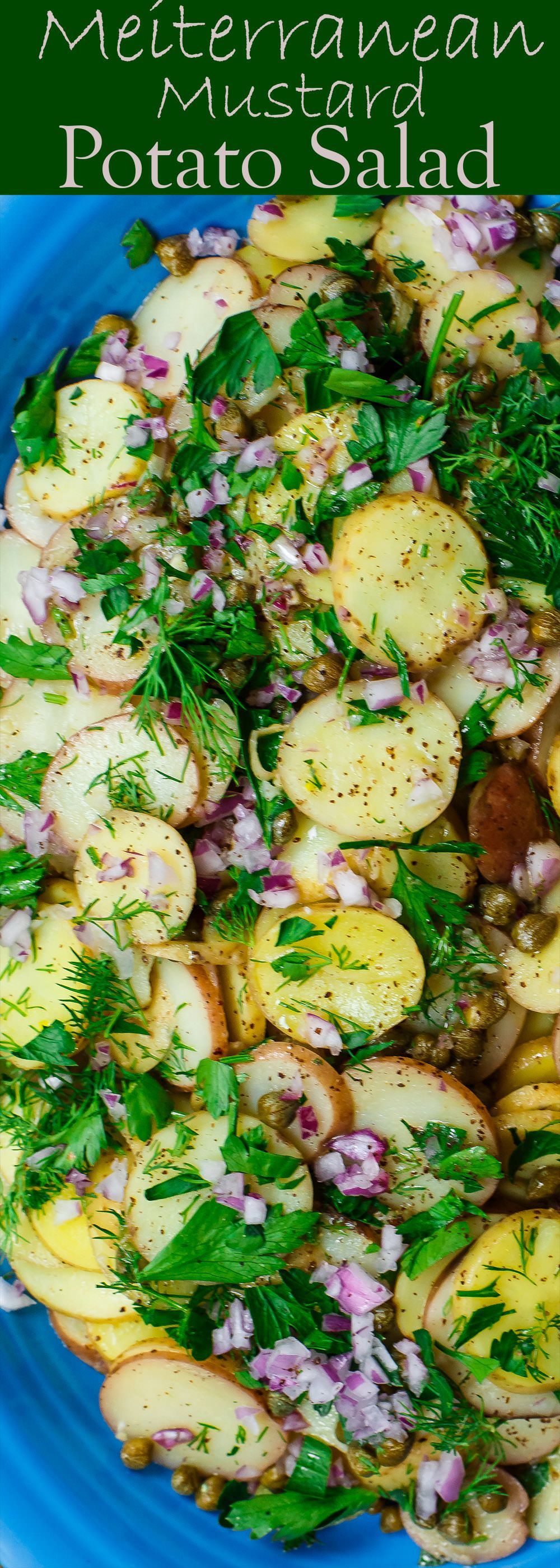 Mediterranean Style Mustard Potato Salad | The Mediterranean Dish. Light, flavor-packed mustard potato salad with Mediterranean