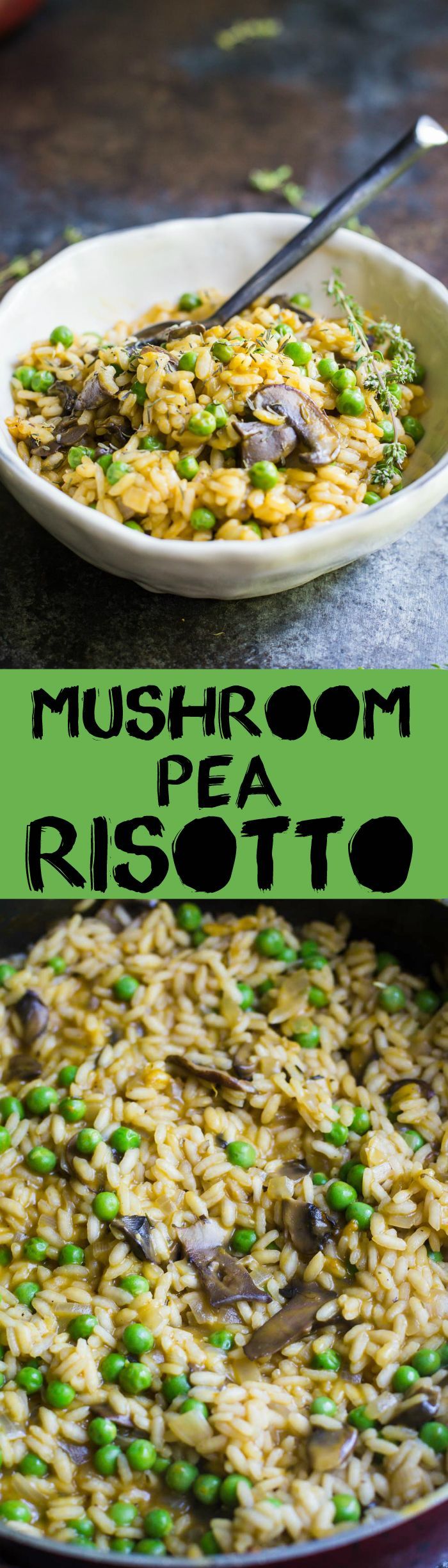 Mushroom Pea Risotto- VEGAN recipe and super easy to make!