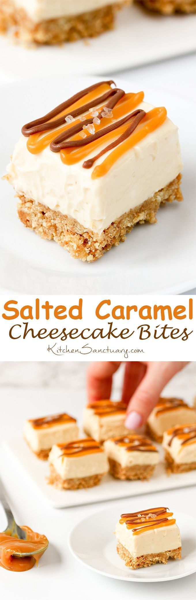 No-bake Salted Caramel Cheesecake bites – great for parties!