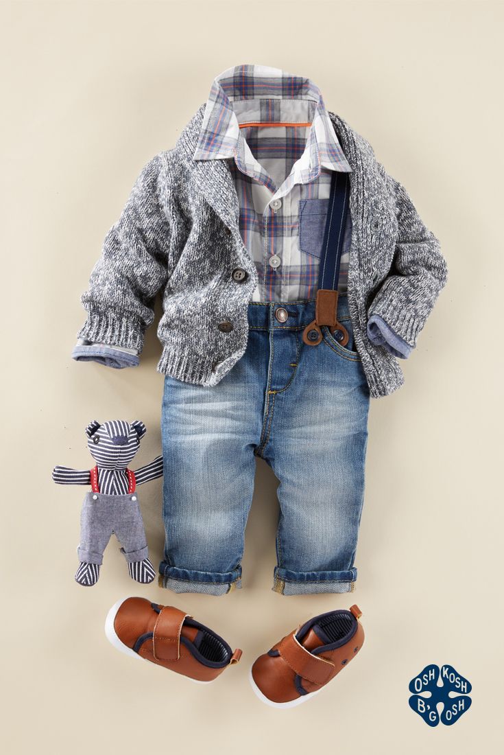 Oh my B’gosh! This layered, little-man look from our fall Baby B’gosh collection shows that babies can accessorize, too. Tiny