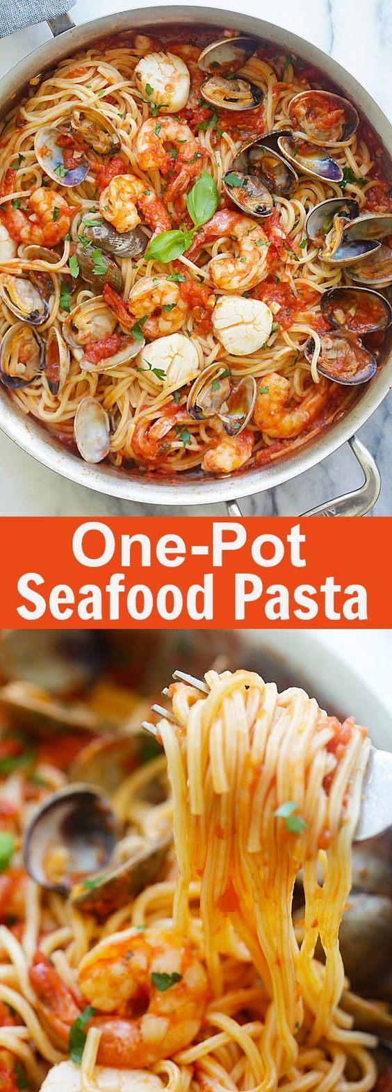 One Pot Seafood Pasta – easy seafood pasta cooked in one pot. Quick and delicious dinner that you can whip up in less than 30