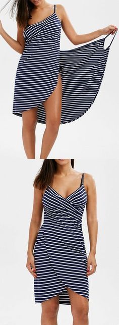 Open Back Striped Cover-ups Dress
