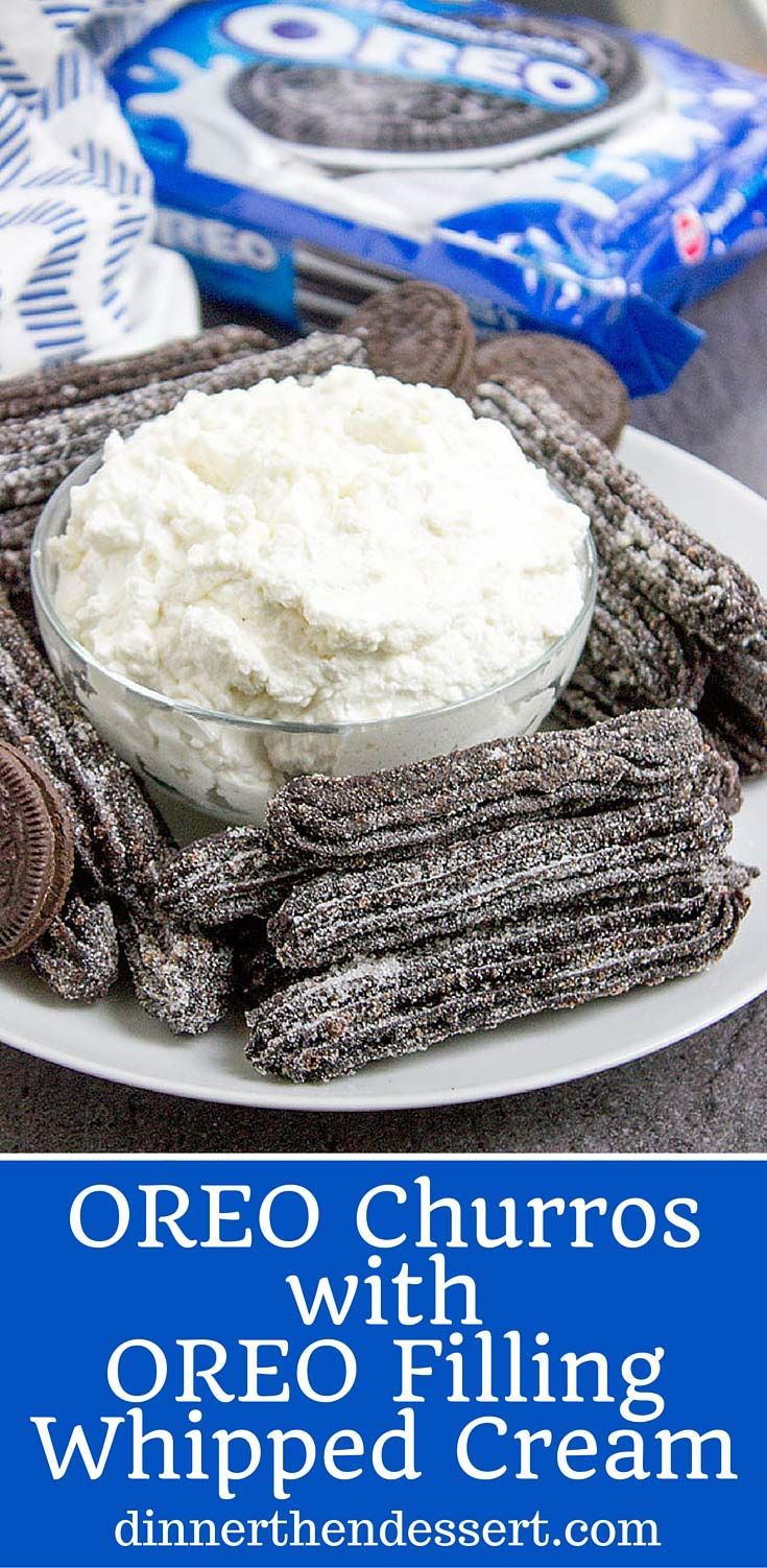 OREO Churros are crispy, tender, perfectly chocolate-y and perfectly paired with OREO filling whipped cream dip for dunking. AD.