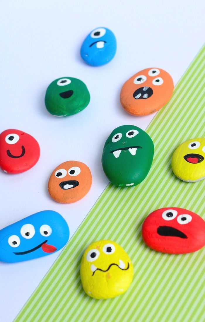 Painted Rock Monsters -Cool Halloween Craft for Kids – Painting Stones
