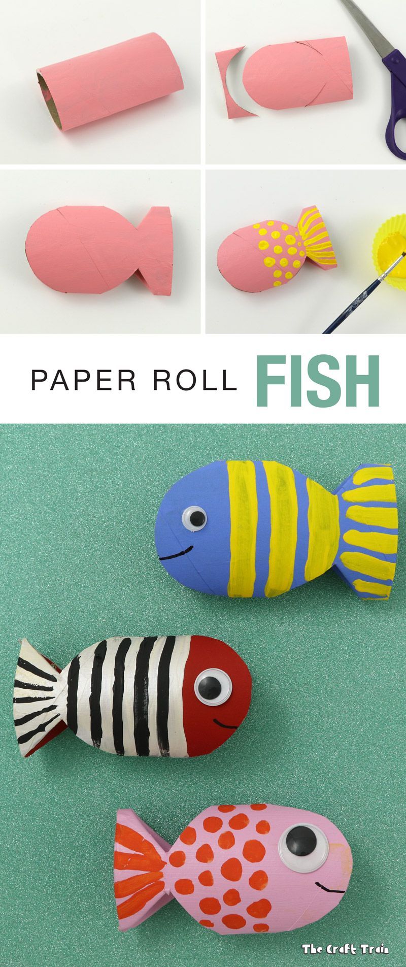 Paper roll fish recycling craft