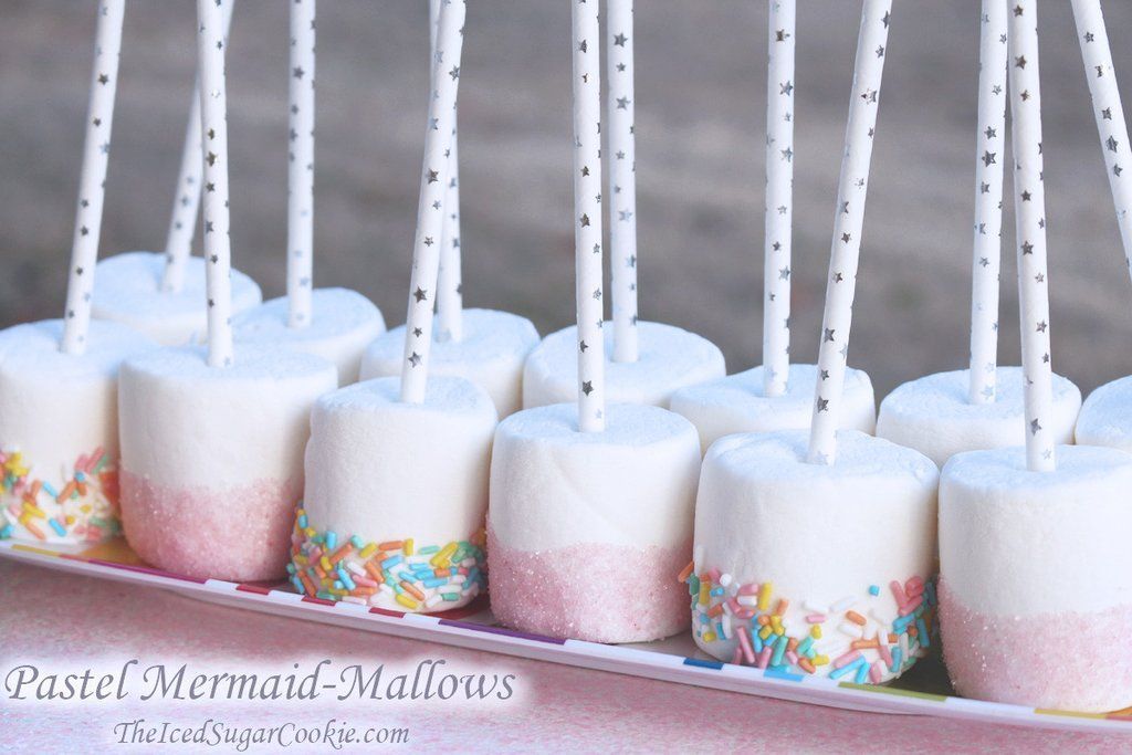 Pastel Mermaid Mallows -Mermaid Birthday Party Food Idea-Mermaid Snacks Treats