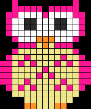 Pink Owl Perler Bead Pattern / Bead Sprite