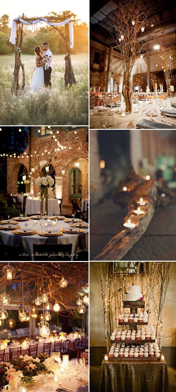 rustic twigs and branches romantic rustic wedding decor ideas
