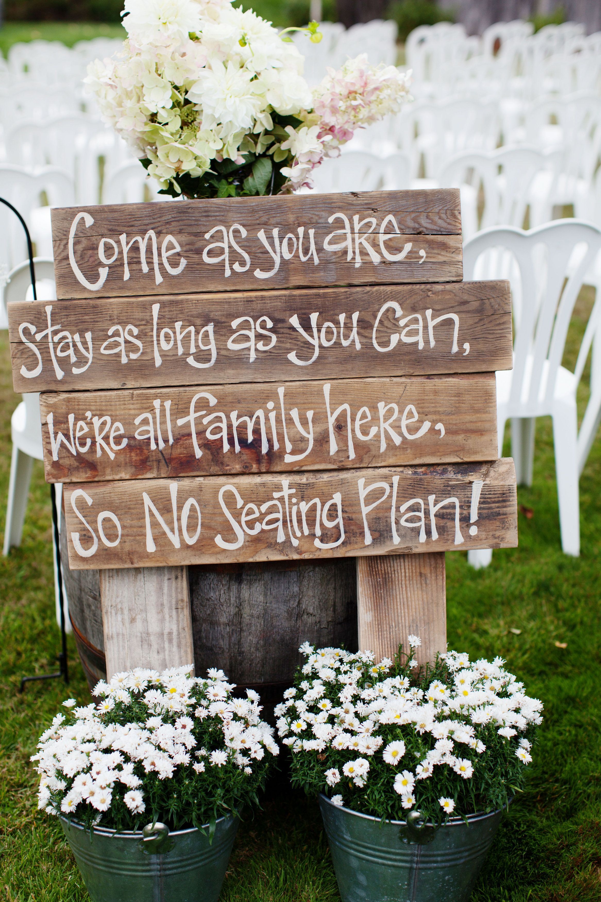 Rustic wedding ceremony sign {Photo by Anne Nunn via Project Wedding}