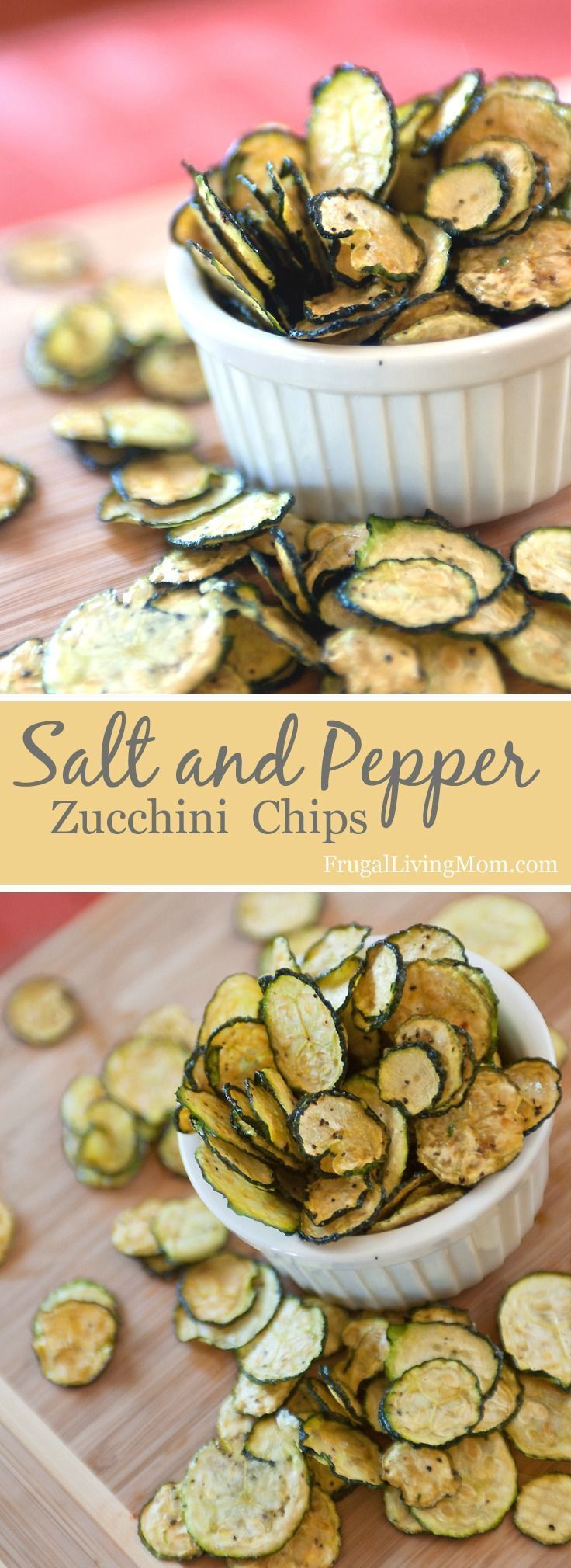 Salt and Pepper Zucchini Chips!  Super yummy and #healthy.  You can make these with a dehydrator or in the oven