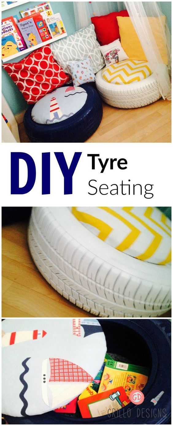 See how I recycled plain old tyres into a kids seating area.