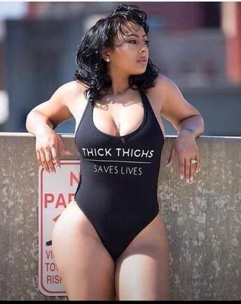 Show off on the beach in this Thick Thighs Save Lives One Piece Swimsuit! It feels good to look fabulous.  Material: Nylon