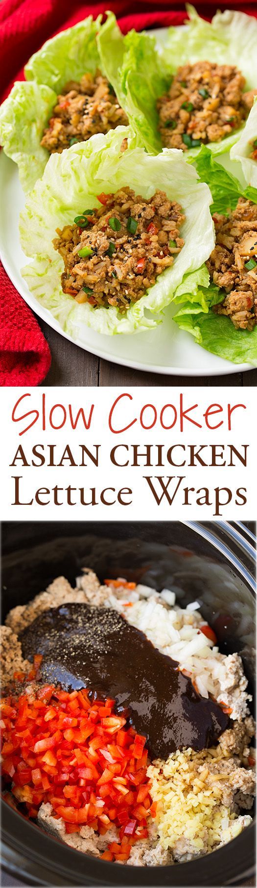Slow Cooker Asian Chicken Lettuce Wraps – these easiest lettuce wraps and they’re completely delicious!