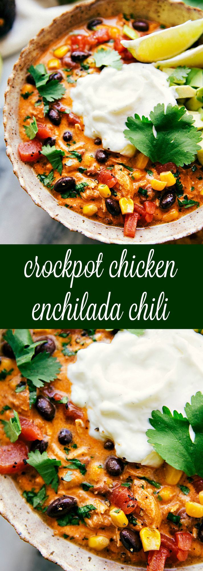 The absolute BEST Crockpot Creamy Chicken Enchilada Soup. Dump it and forget about it meal!