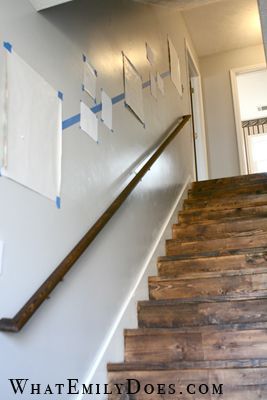 The stairs…. What a great way to space pictures going up a stairway! Thanks “What Emily Does.com”