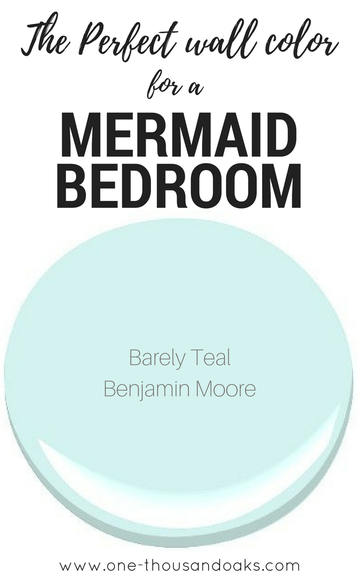 This is the perfect Mermaid Bedroom Paint color! It creates a relaxing coastal feel and provides a relaxing haven in any little