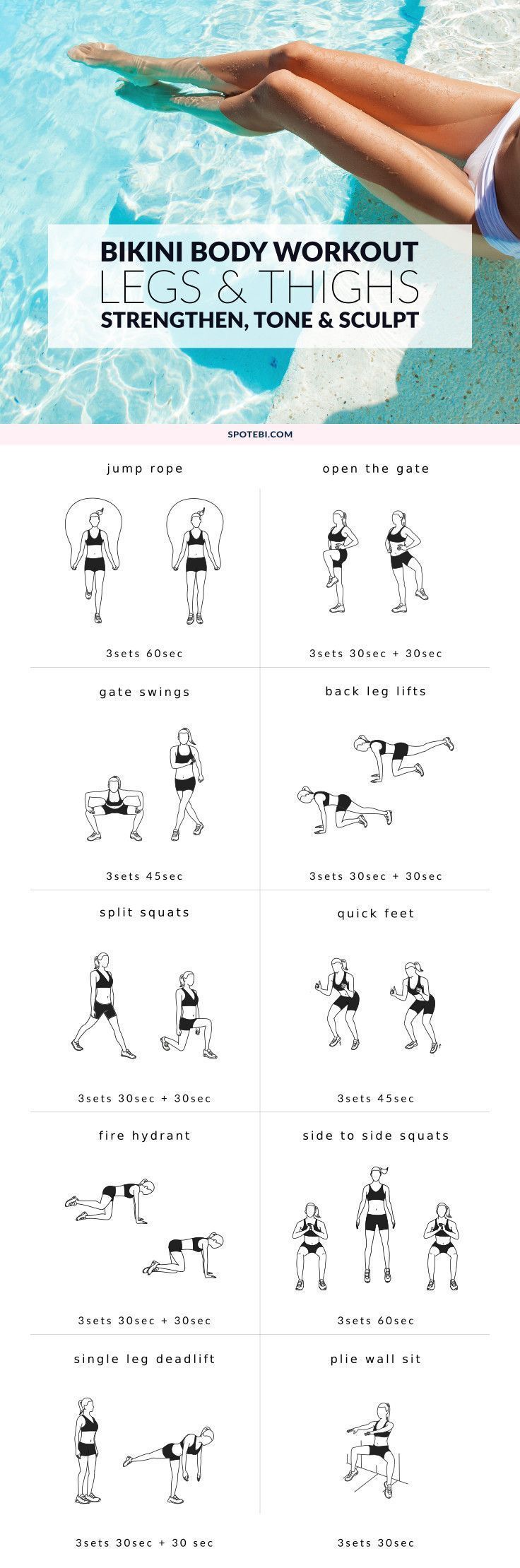 Work your hips, quads, hamstrings and calves with these 10 leg and thigh exercises for women. This lower body workout is designed