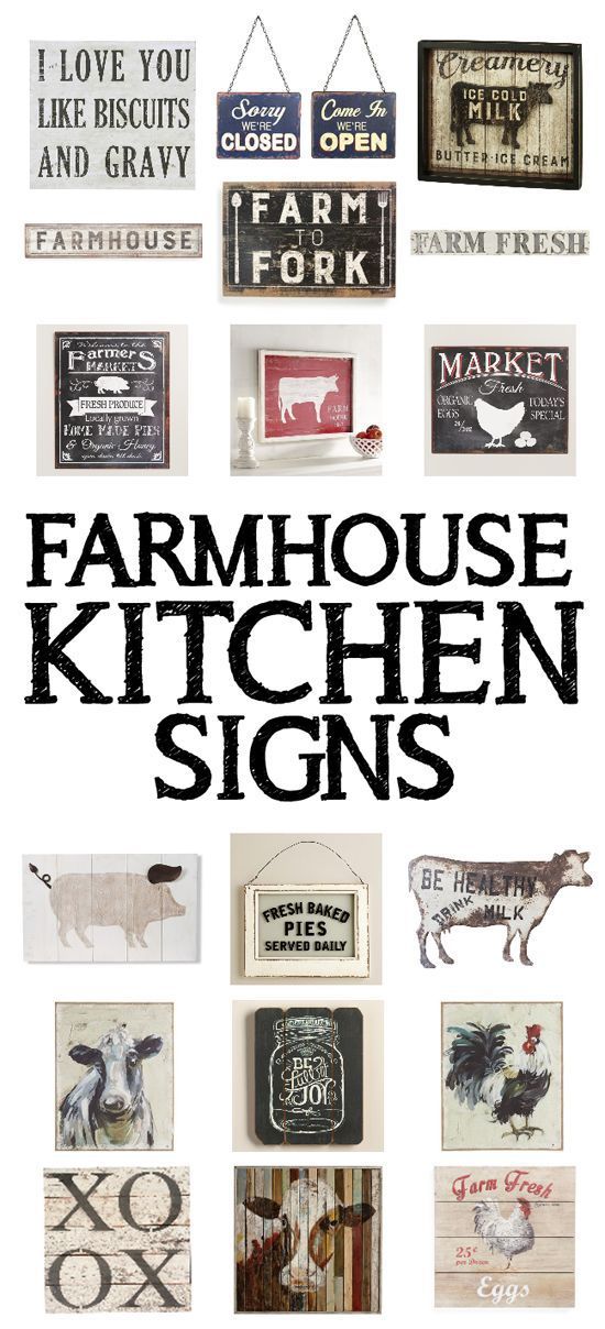 15 farmhouse kitchen signs. I’m totally crushing on the “I Love You Like Biscuits and Gravy” sign and the “Fresh Baked