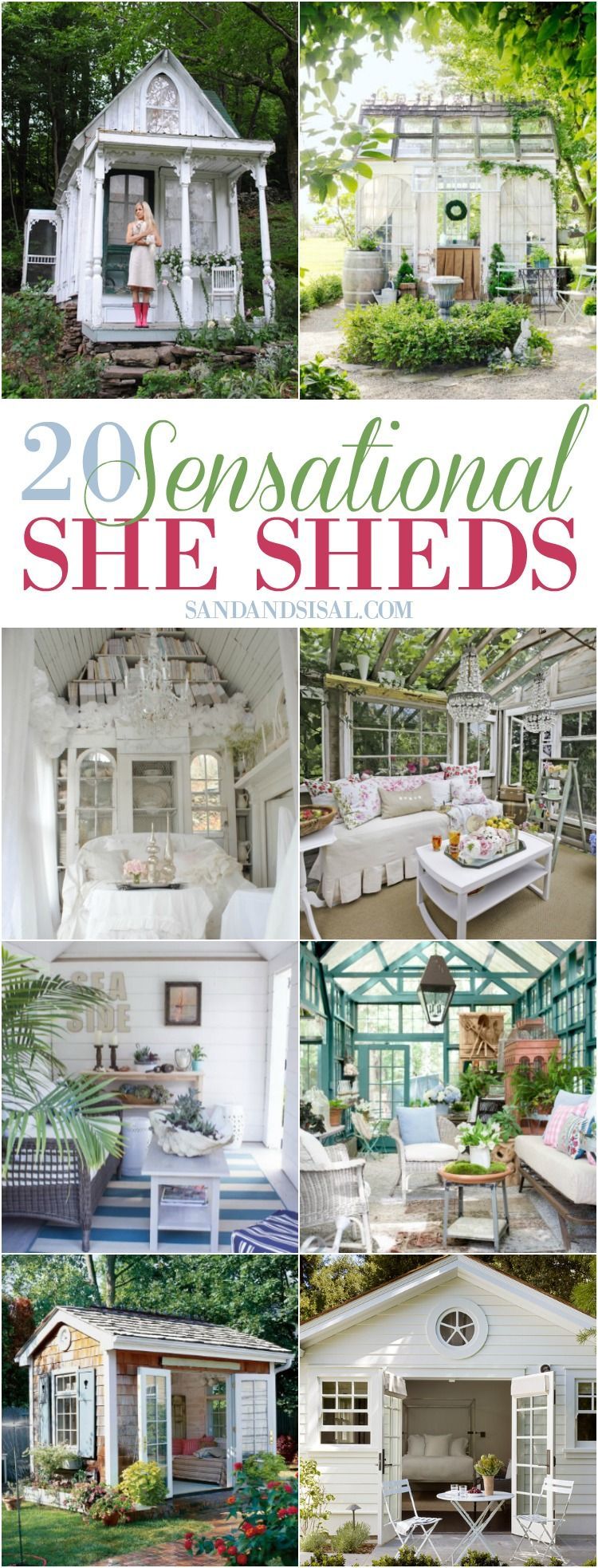 20 Sensational She Shed Ideas.  If you need a little extra space for storage or a lot of extra space for an office, guest room or