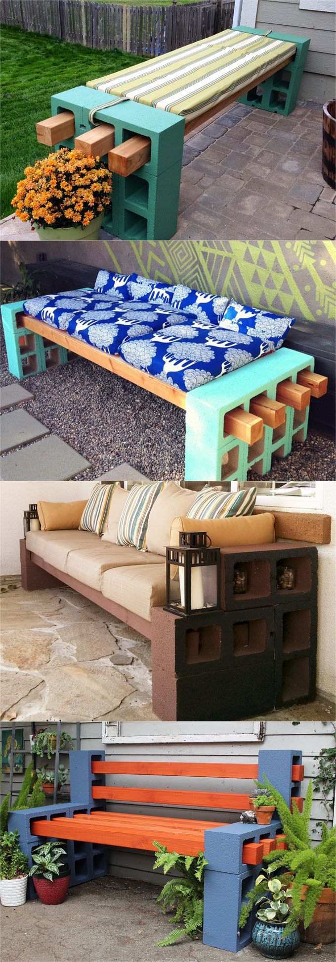 21 beautiful DIY benches for every room. Great tutorials on how to build benches easily out of wood, concrete blocks, or even old