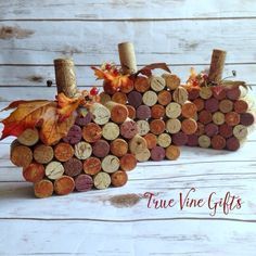 A cute little patch of wine cork pumpkins are available for your home in the TrueVineGifts Etsy shop.