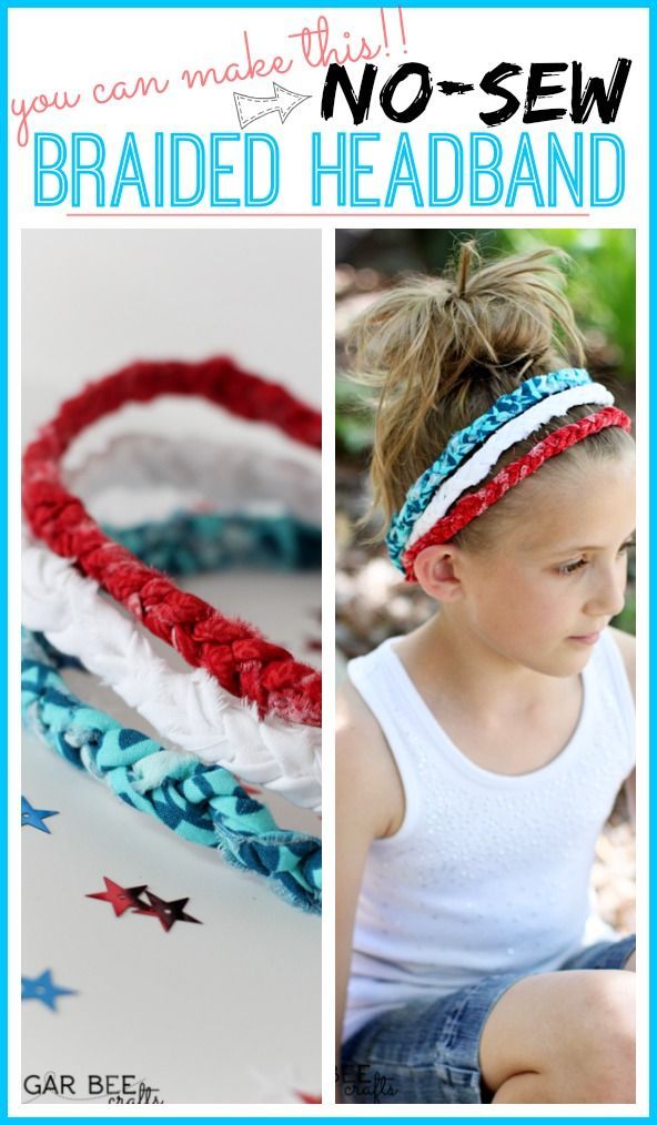 a DIY tutorial on how to make Red White Blue Braided Headbands – no sew! – Sugar Bee Crafts