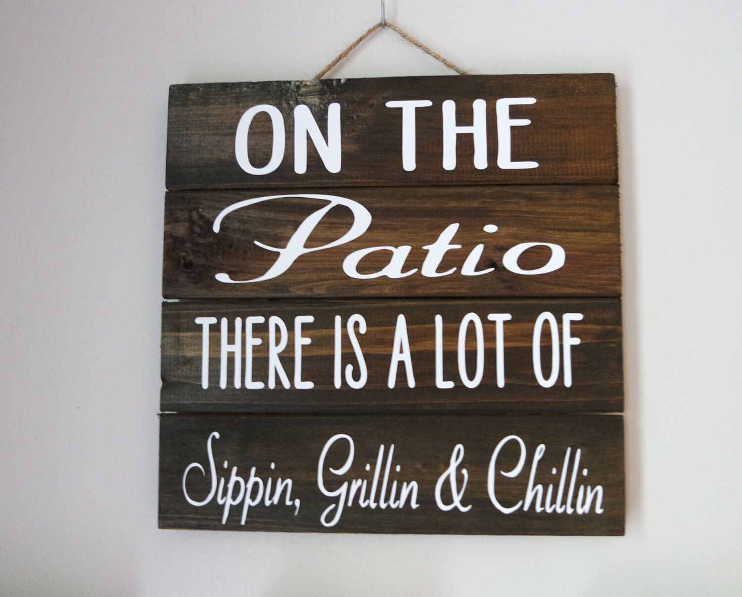 A personal favorite from my Etsy shop https://www.etsy.com/listing/472282265/on-the-patio-back-porch-sign-porch-sign