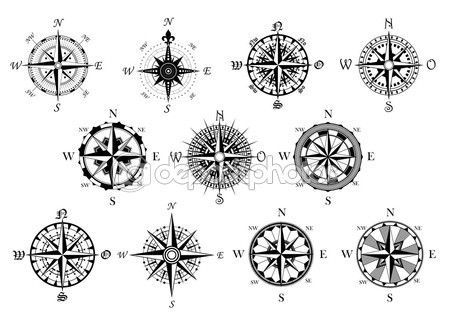 Antique compasses symbols set — Vecteur                              …