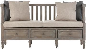 Archer Rustic Bench with Cushions and Pillows – Entryway Bench – Mudroom Bench – Storage Bench | HomeDecorators.com