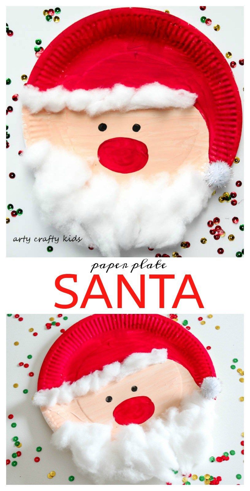 Arty Crafty Kids – Seasonal – Easy Chrsitmas Craft – Paper Plate Santa – Super cute and Super Adorable Paper Plate Santa – An easy