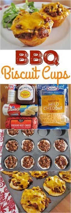 BBQ Biscuit Cups recipe from The Country Cook. Refrigerated biscuits with ground beef, barbecues sauce and gooey, melted cheese on