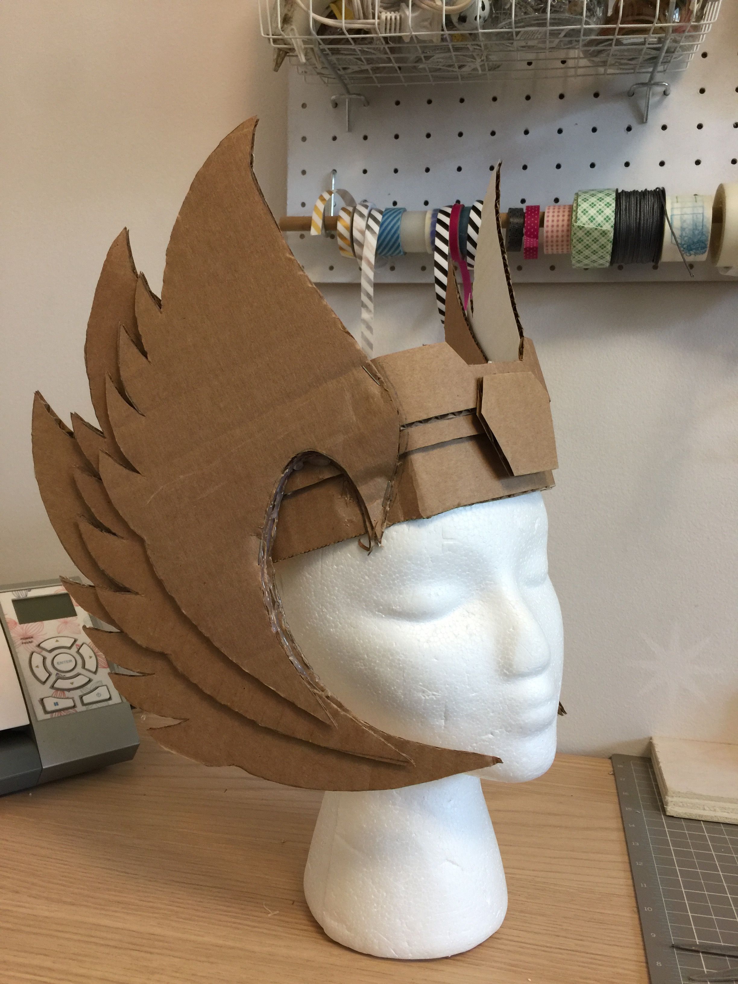 Cardboard craft @eatdrinkandbecrafty  DIY Valkyrie helmet Viking helmet Thor helmet